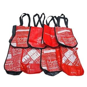 Lululemon Lot of 8 Reusable Shopping Tote Lunch Bags Small Red Black White